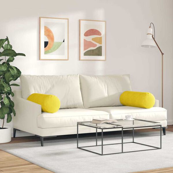 vidaXL Cuscini a rullo 2 pcs Giallo Ø 25 x 70 cm Tessuto in Cords