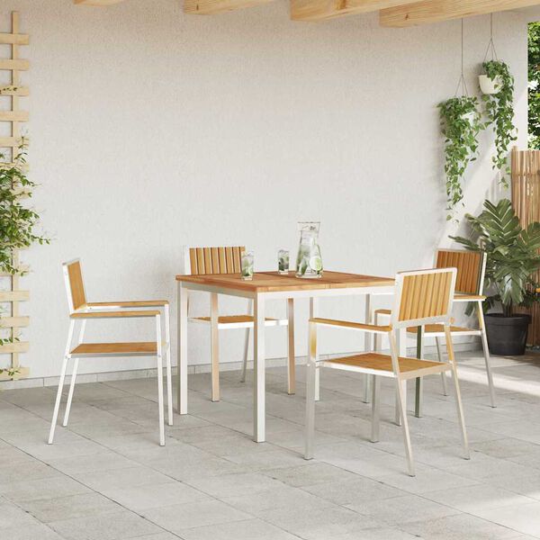 vidaXL Set da pranzo per esterni 5 pcs Marrone Legno di teak solido