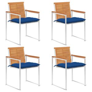 vidaXL Sedie da Giardino con Cuscini 4 pz in Legno Massello di Acacia