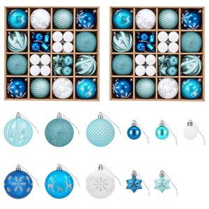 vidaXL Set di Palline di Natale 88 pz Turchese, blu scuro e bianco