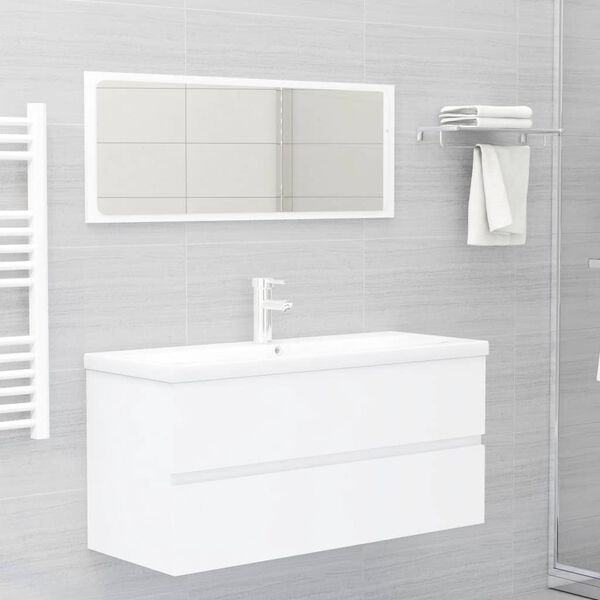 vidaXL Mobile Bagno con Lavabo Integrato Bianco in Legno Multistrato