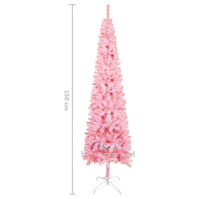 vidaXL Albero di Natale Sottile Preiluminato con Palline Rosa 150 cm