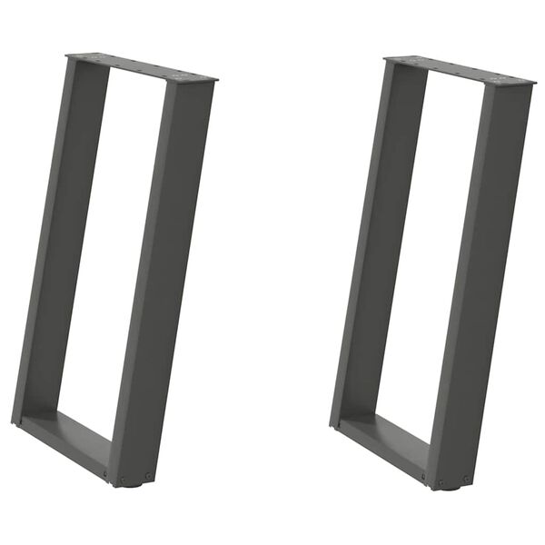 vidaXL Gambe per tavolo da pranzo a forma di U 2 pz Antracite 60x(72-73) cm Acciaio