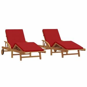 vidaXL Lettino da sole 2 pz Legno di Acacia Massello Rosso