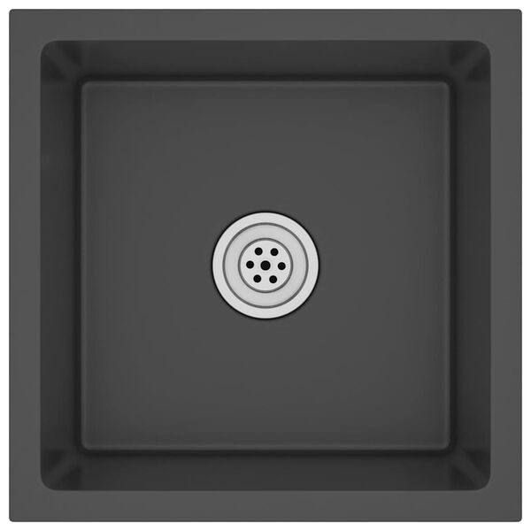 vidaXL Lavello da Cucina Artigianale Nero in Acciaio Inox