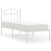 vidaXL Giroletto senza Materaso con Testiera Metallo Bianco 75x190 cm