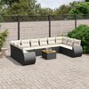 vidaXL Set Divani da Giardino 11 pz con Cuscini in Polyrattan Nero