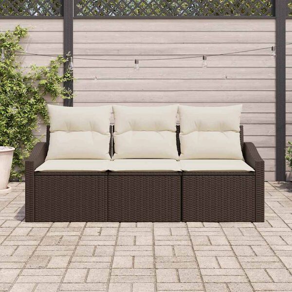 vidaXL Set Divano da Giardino 3 pcs Marrone e bianco polyrattan