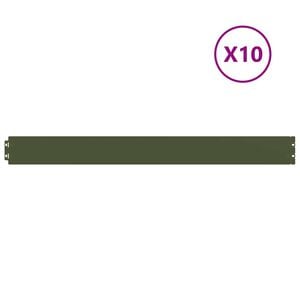 vidaXL Bordure per Prato 10 pz Verde Oliva Acciaio Laminato a Freddo