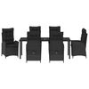 vidaXL Set da Pranzo per Giardino con cuscino 7 pcs Nero polyrattan
