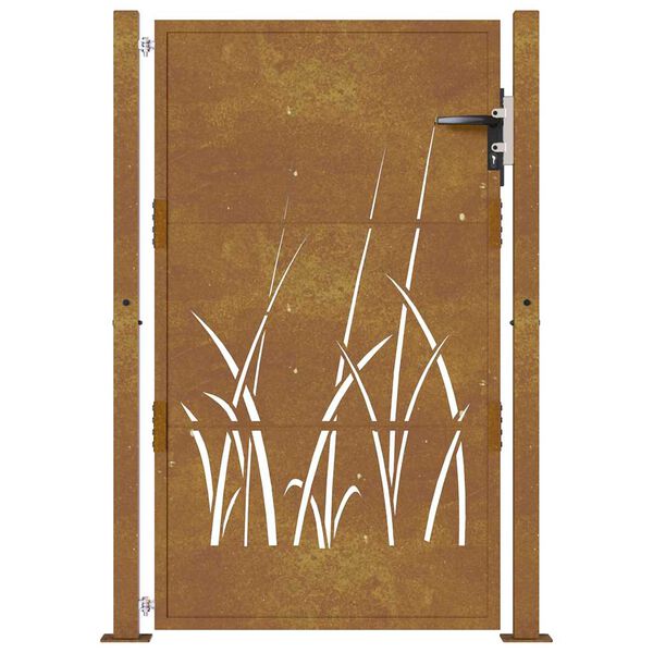 vidaXL Cancello da giardino 100x125 cm in acciaio Corten con design erba