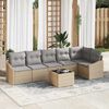 vidaXL Set di divani con cuscino 7 pcs Beige polyrattan