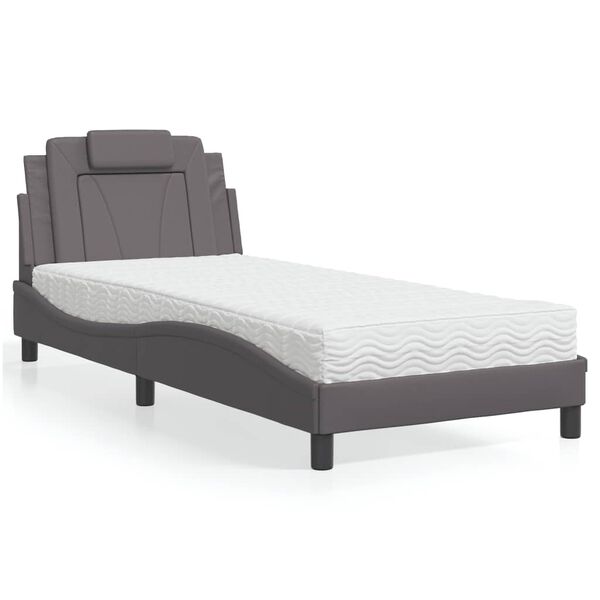 vidaXL Letto Viana con Materasso Grgio 80x200 cm in Similpelle