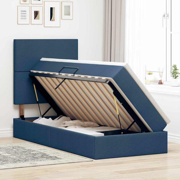 vidaXL Letto con contenitore e materasso Blu 90 x 200 cm Poliestere