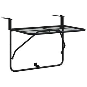 vidaXL Tavolo da Balcone Nero 60x40 cm in Acciaio