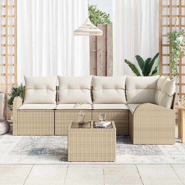 vidaXL Set di divani con cuscino Beige Poliestere