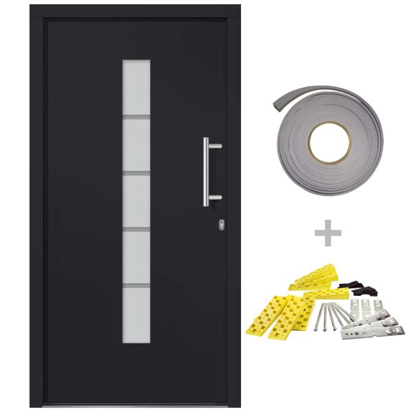 vidaXL Porta d'Ingresso in Alluminio e PVC Antracite 100x210 cm