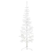 vidaXL Albero Natale Artificiale Sottile a Met&agrave; Supporto Bianco 120 cm