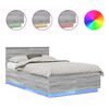 vidaXL Struttura del letto con strisce LED Grigio Sonoma 120 x 200 cm