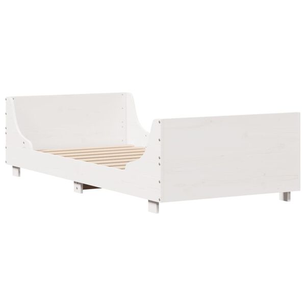 vidaXL Letto senza Materasso Bianco 75x190 in Legno Massello di Pino
