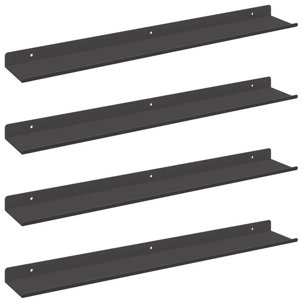 vidaXL Mensola sospesa 4 pcs Nero 60 x 8,5 x 2,5 cm Acciaio