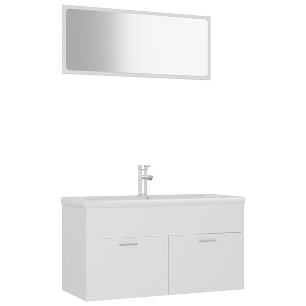 vidaXL Set Mobili da Bagno Bianco in Truciolato