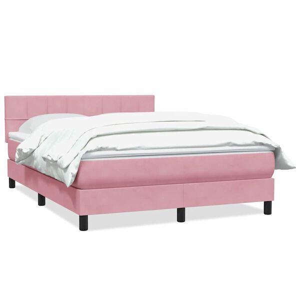 vidaXL Giroletto a Molle con Materasso Rosa 140x210 cm in Velluto