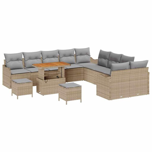vidaXL Set Divano da Giardino con cuscino 13 pcs Beige e Grigio Chiaro