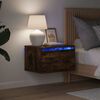 vidaXL Comodini a Parete con luci LED 2 pz Rovere Fumo