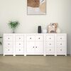 vidaXL Credenza Bianca 230x35x80 cm in Legno Massello di Pino