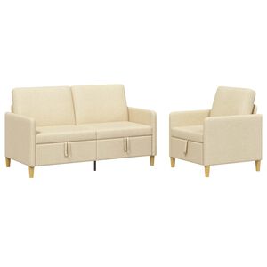 vidaXL Set di Divani con Storage 2 pz Crema Poliestere