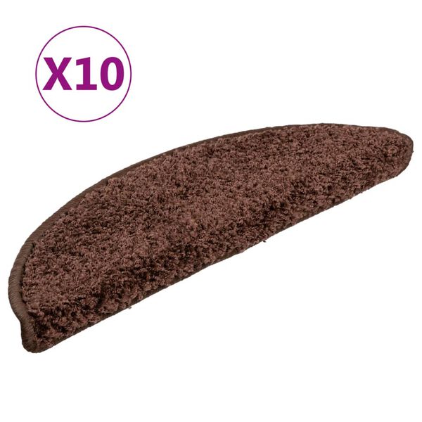 vidaXL Tappetini per scale 10 pz 56x17x3 cm Marrone Semicircolari
