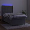 vidaXL Letto a Molle Materasso e LED Grigio Chiaro 100x200 cm Velluto