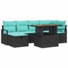 vidaXL Set Divano da Giardino con cuscino 7 pcs Nero polyrattan