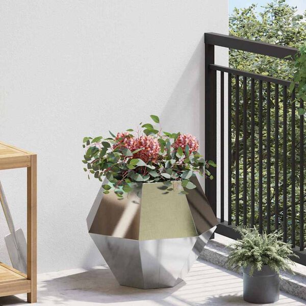vidaXL Fioriera Argento 50 x 50 x 40 cm Acciaio inossidabile