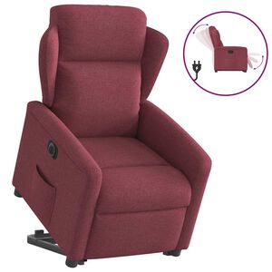 vidaXL Poltrona Alzapersona Reclinabile Elettrica Rosso Vino Tessuto