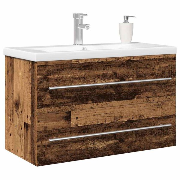 vidaXL Armadio per Lavabo da Bagno con cassetto 2 pcs Legno vecchio