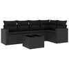 vidaXL Set Divano da Giardino 6 pz con Cuscini Nero in Polyrattan