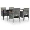 vidaXL Set da Pranzo da Giardino 5 pz con Cuscini Grigio e Nero