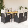 vidaXL Set da Pranzo da Giardino 7 pz Nero con Cuscini in Polyrattan