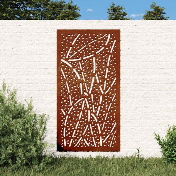 vidaXL Decorazione Muro da Giardino 105x55 cm Foglia Acciaio Corten