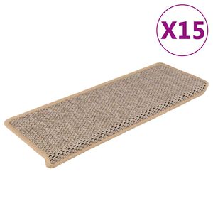 vidaXL Tappeti Adesivi Scale Aspetto Sisal 15pz 65x21x4cm Beige Chiaro