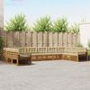 vidaXL Set divani 10 pcs Naturale e Beige Legno di Acacia Massello