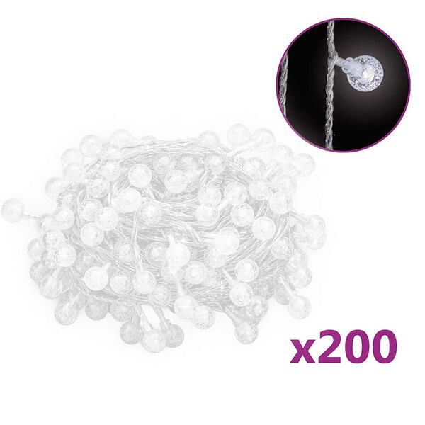 vidaXL Filo di Luci Sferiche 20m 200 LED Bianco Freddo 8 Funzioni