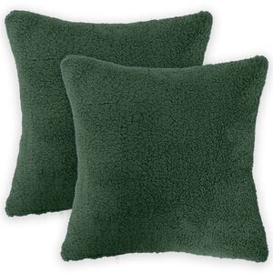 vidaXL Federa 2 pcs HEERLEN Verde Scuro 30 x 30 cm Boucl&eacute;