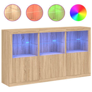 vidaXL Credenza con Luci LED Rovere Sonoma 181,5x37x100 cm