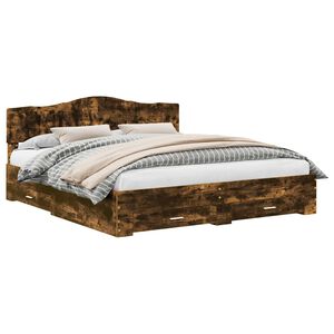 vidaXL Struttura del letto Rovere fum&eacute; 200 x 200 cm Legno multistrato