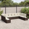 vidaXL Set Divano da Giardino 10 pcs Marrone e Crema Polyrattan