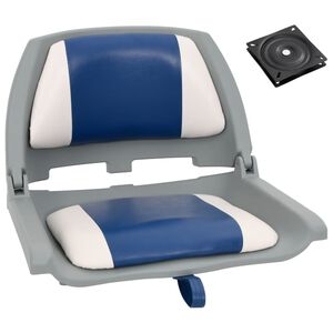 vidaXL Set Sedile per Barca Pieghevole 2pz con Cuscino Blu-Bianco