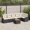 vidaXL Set Divano da Giardino con cuscino 7 pcs Nero polyrattan